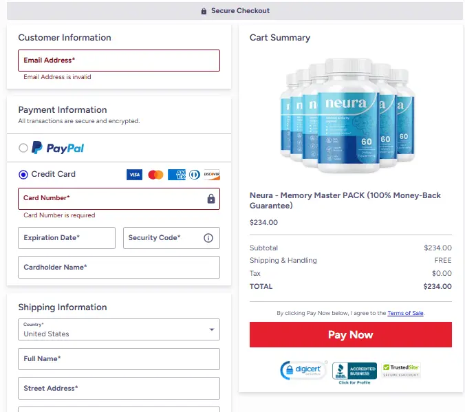 Neura - Secure Checkout Page